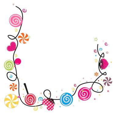  Renkli tatlı şeker çerçeve arka plan. Geleneksel şeker Seker Bayram tatil için. Tebrik kartı vektör çizim