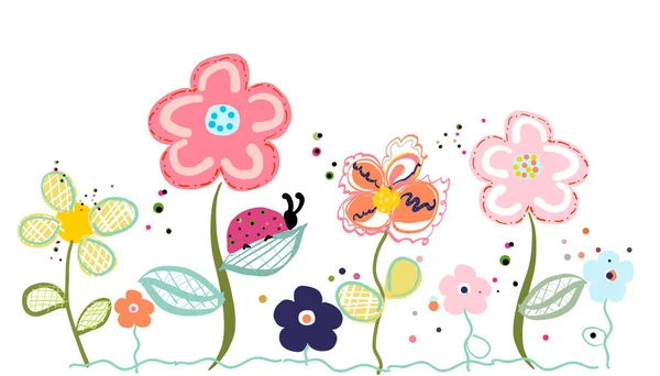 Abstract decorative spring flowers vector illustration — Stock Vector