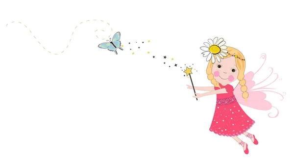 Cute spring fairy tale vector. Spring time background — Stock Vector