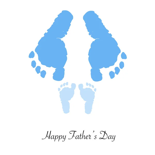 Father and son. Foot prints.Father's Day greeting card vector — Stock Vector