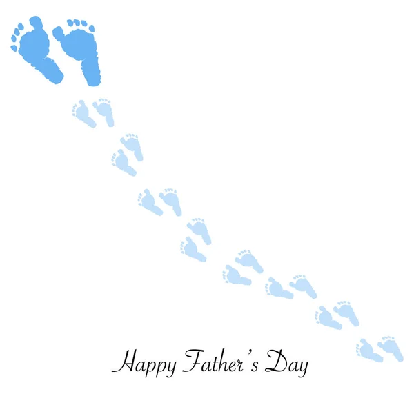 Apa és fia. Láb láb lépést nyomtatja ki. Apák napi üdvözlőlap háttér — Stock Vector