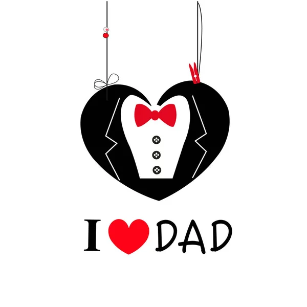 Αγαπώ τον μπαμπά με σακάκι και παπιγιόν. Ημέρα του πατέρα ευχετήρια κάρτα διάνυσμα — Διανυσματικό Αρχείο