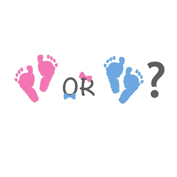 女の赤ちゃん 男の子の赤ちゃん 赤ちゃんの性別を明らかにします ピンクとブルーの赤ちゃんフット プリント それはそれは少年グリーティング カード女の子ベビー シャワー — ストックベクタ
