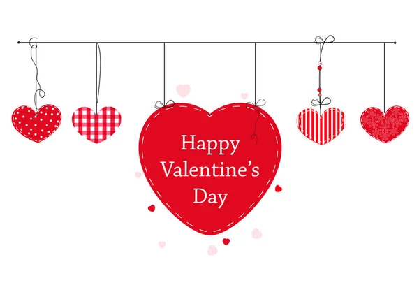 Feliz Día San Valentín Tarjeta Con Colgante Amor Corazones San — Archivo Imágenes Vectoriales