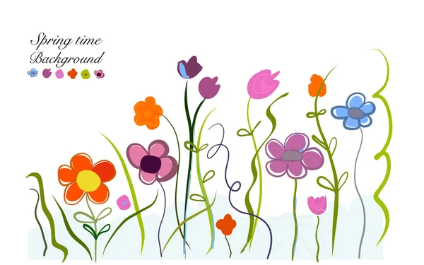 Primavera Flores Abstractas Coloridas Tarjeta Felicitación Fondo Ilustración — Archivo Imágenes Vectoriales