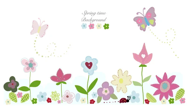 春天的时候五颜六色的抽象花朵 贺卡背景插图 — 图库矢量图片