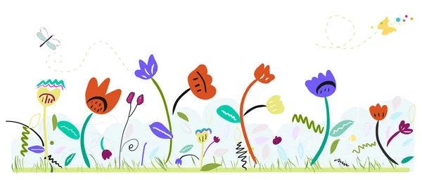 Tavaszi Idő Színes Absztrakt Virágok Üdvözlőlap Háttér Illusztráció — Stock Vector