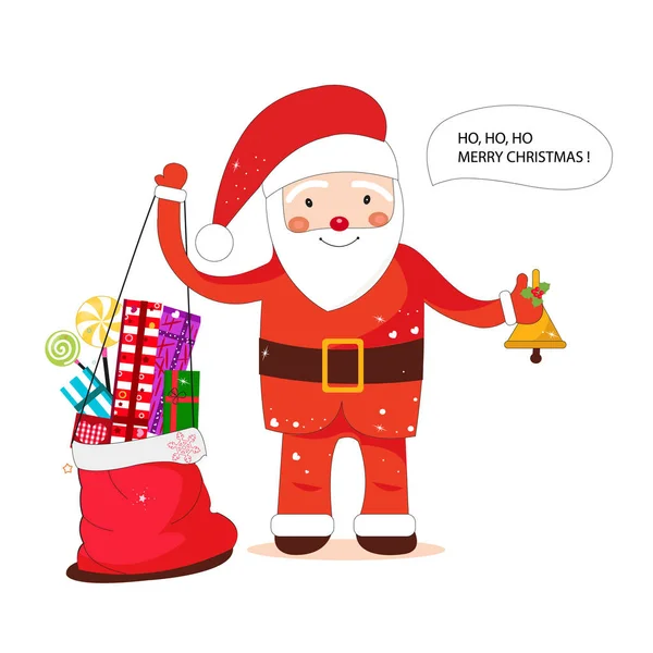 Santa Claus Kellemes Karácsonyi Ünnepeket Boldog Évet — Stock Vector