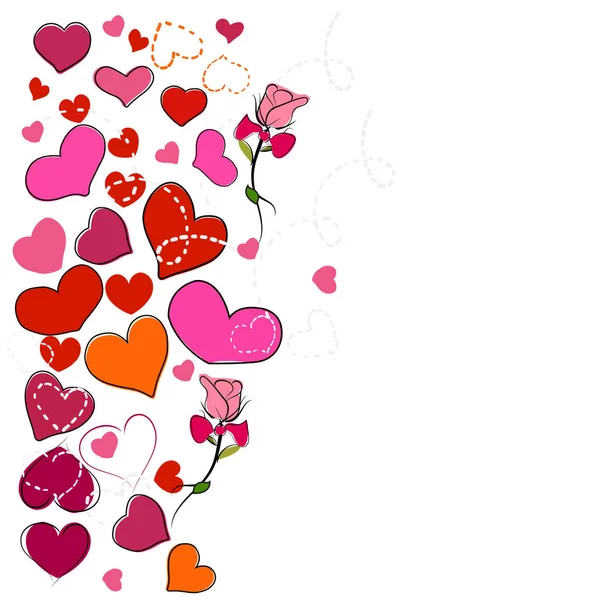 Szczęśliwych Walentynek Pozdrowienie Tła Serca Róże — Wektor stockowy
