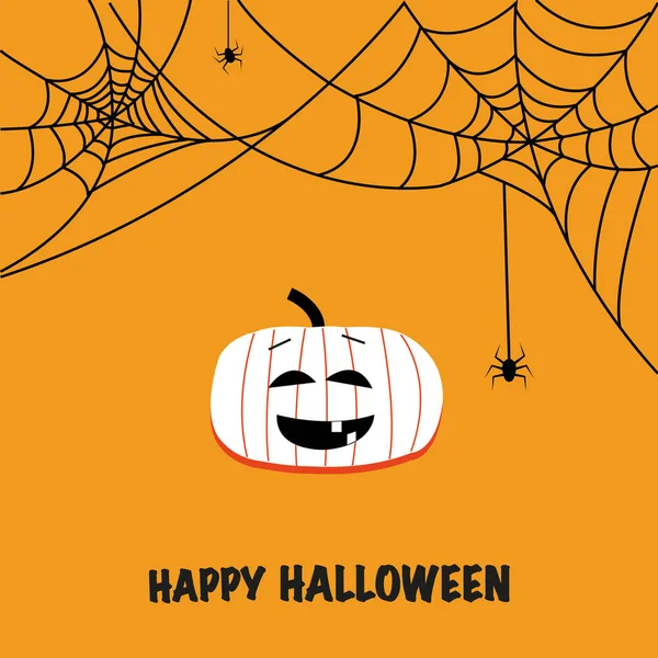 Mutlu Cadılar Bayramı Komik Pumpins Örümcek Web Tebrik Kartı Arka — Stok Vektör