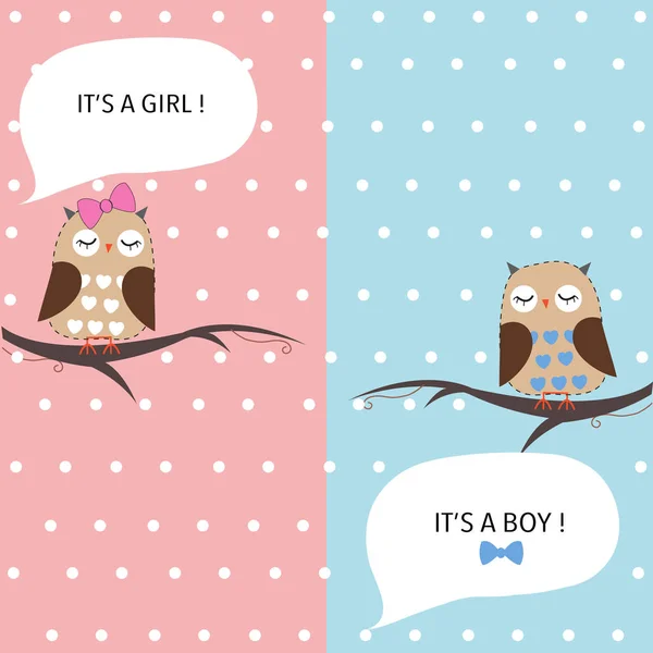 Cute Baby Owls Baby Girl Baby Boy Owl Baby Shower — Stock Vector