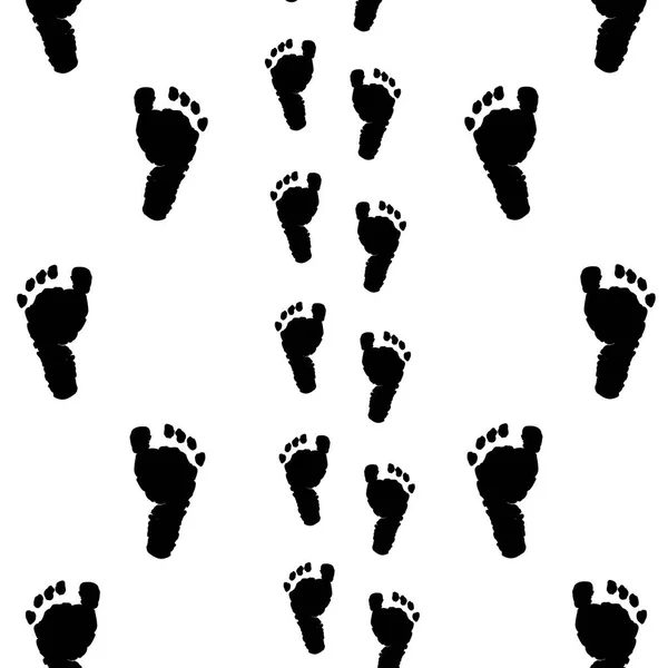 赤ちゃんシャワー黒白い赤ちゃんフット プリントのベクトルの背景 — ストックベクタ