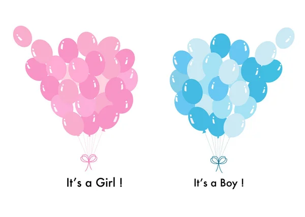 Ist Ein Mädchen Ist Ein Junge Babydusche Babyballon Rosa Und — Stockvektor