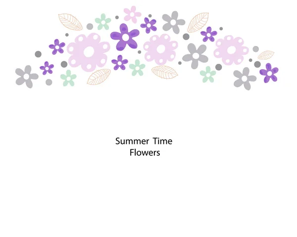 Simple Summer Time Flowers Greeting Card Background Floral Vector — Stock Vector