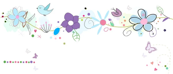 Coloridas Flores Verano Encantadoras Fondo Banner Floral — Vector de stock