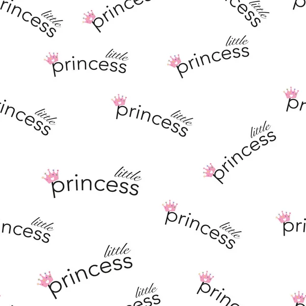 Little Princess Crown Text Seamless Baby Shower Baby Girl Pattern — Stock Photo, Image