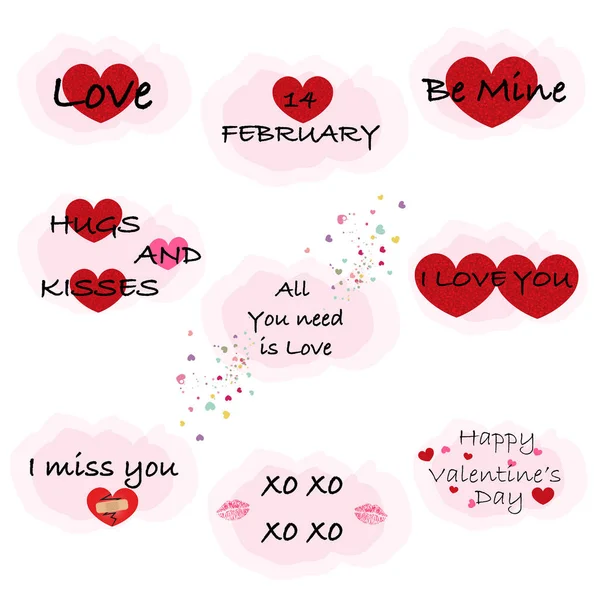 Valentine's day card collection. Valentine's Day set, labels, emblems handwritten templates with lettering. Typography poster, card, label, banner design set vector