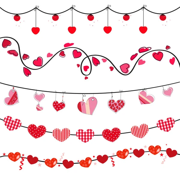 Kalp Koleksiyonu Sevgililer Günü Tebrik Kartı Tasarımı Için Isıtma Seti — Stok Vektör