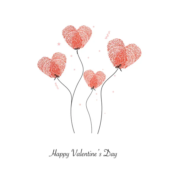 Made Heart Finger Print Love Text Valentine Couple Human Finger — Stock Vector