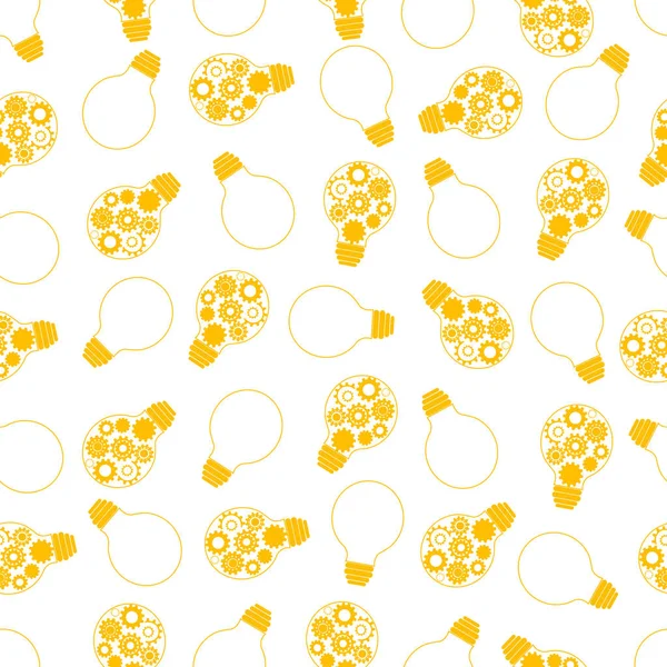 黄色の電球シームレスベクトルパターンの背景 — ストックベクタ
