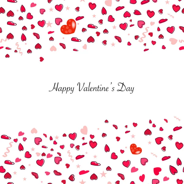 Simple Red Heart Stars Heart Balloon Frame Greeting Card Valentine — 스톡 벡터