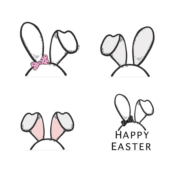 Bunny Rabbit Ear Set Text Happy Easter Fabric Shirt Design — Stok Vektör