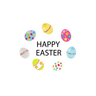 Made of colorful eggs. Happy Easter greeting card