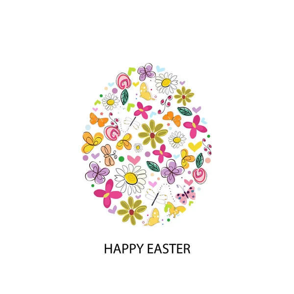 Made Colorful Easter White Egg Colorful Happy Easter Greeting Card — Stok Vektör