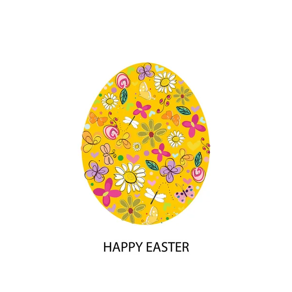 Made Colorful Easter Yellow Egg Colorful Happy Easter Greeting Card — Stok Vektör