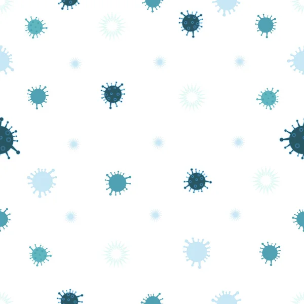 蓝色日冕病毒感染无缝模式背景 病毒电晕病毒载体 Corona病毒信号释放背景 — 图库矢量图片
