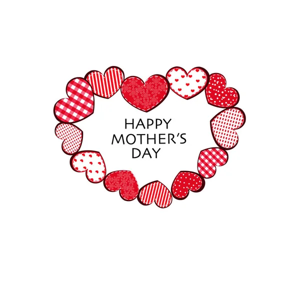 Hearts Made Retro Red Hearts Happy Mother Day Greeting Card — Stock Vector