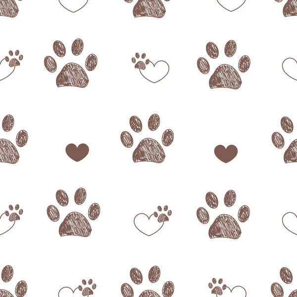 Doodle grey and gold paw print seamless fabric design repeated pattern  background Wrapping Paper by gulsengunel