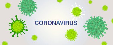 Corona virüsü taşıyıcısı, yeşil arka planı olan koronavirüs mesaj pankartı. Virüs koronası mikrop taşıyıcısı. Corona virüsü işareti salgın duvar kağıdını anlamsızlaştırdı