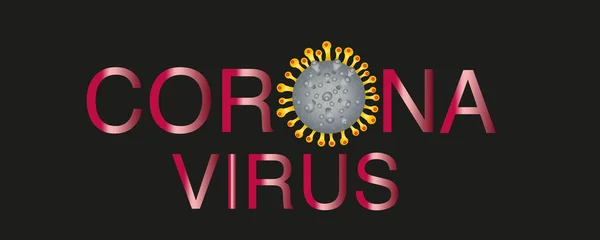 Infeksi Virus Korona Merah Dengan Latar Belakang Banner Vektor Biru - Stok Vektor