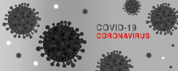 Koronavirusinfektion Vektor Med Coronavirus Text Banner Med Grå Bakgrund Viruskoronans — Stock vektor