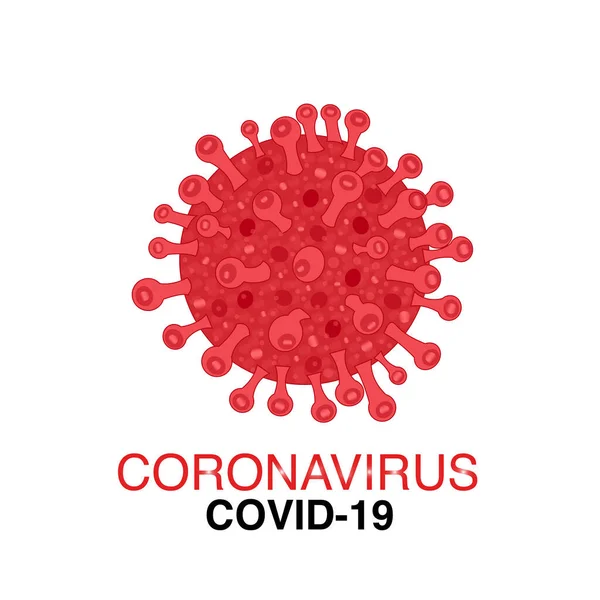 Vettore Infezione Virus Rosso Covid Corona Con Banner Testo Coronavirus — Vettoriale Stock