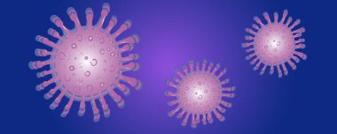 Corona virüsü enfeksiyon taşıyıcısı pembe ve mavi afiş arkaplan. El çizimi virüs koronası mikrop taşıyıcısı. Corona virüsü işareti salgın geçmişini anlamsızlaştır