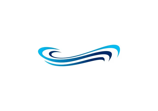 Logotipo da onda azul do horizonte, logotipo das ondas, projeto do vetor do ícone do símbolo azul do vento da água do mar —  Vetores de Stock