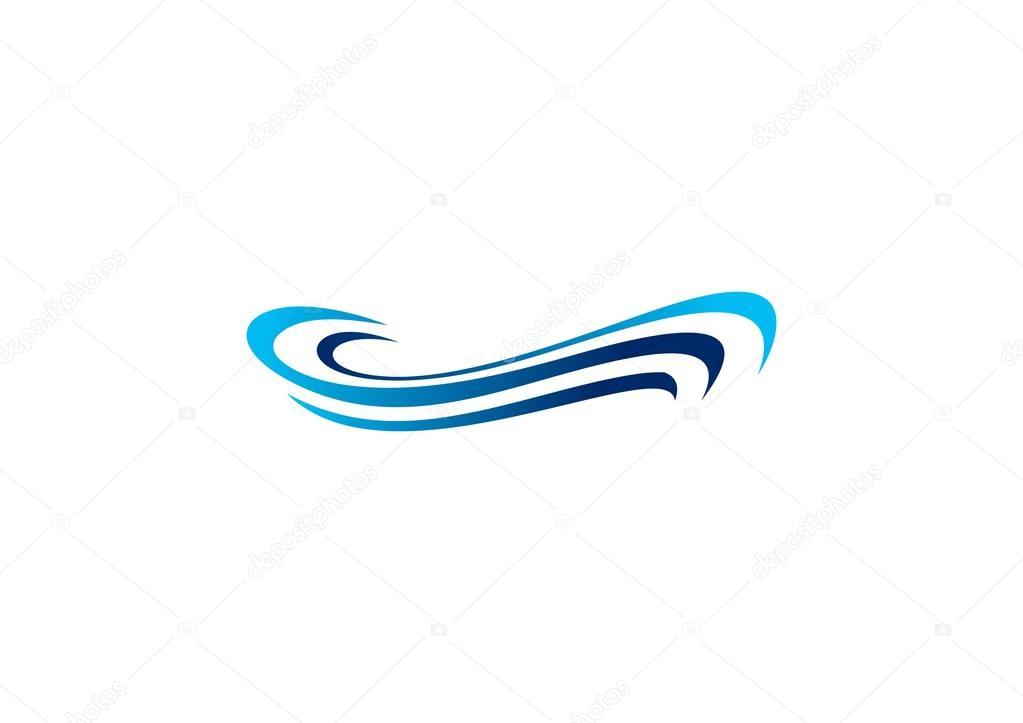 Blue wave logotype, waves logo, sea blue water wind symbol icon vector design.