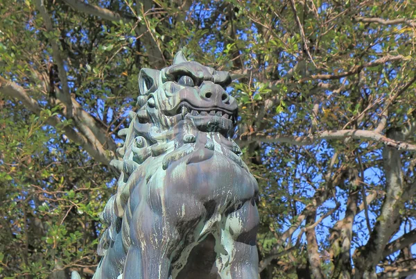 Lew Chiński Japoński lion dog postury — Zdjęcie stockowe