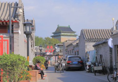Houhai lake Futong sokak Beijing Çin