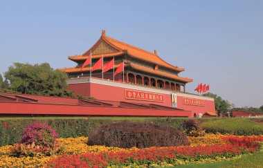 İkonik Tiananmen kapısı Beijing Çin