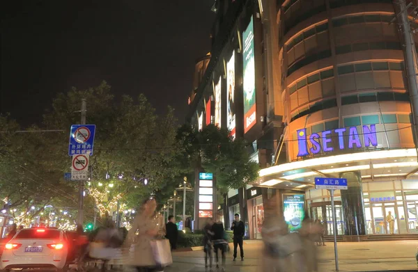 Nanjing road west shopping street cityscape Shanghai Cina . — Foto Stock