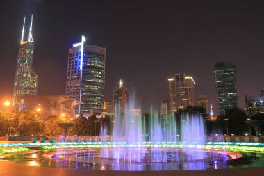 Halk Meydanı Shanghai gece cityscape Çin