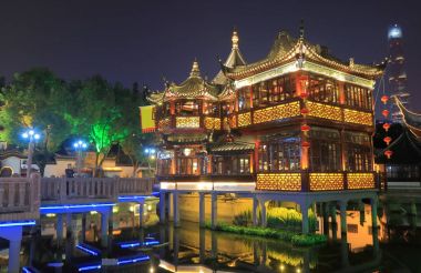 Yu Bahçe Shanghai gece Çin