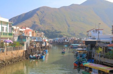 Tai O köy geleneksel ev manzara Hong Kong