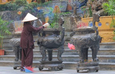 Quan Su tapınak Vietnamca kadın Hanoi Vietnam