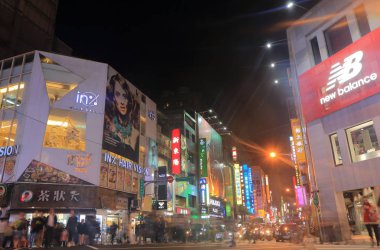 Ximen alışveriş gece cityscape Tayvan Taipei Bölge
