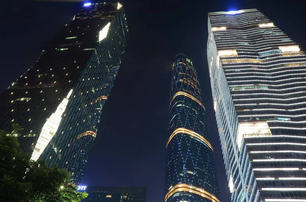 Guangzhou International Finance Center arranha-céus edifício noite cityscape Guangzhou China — Fotografia de Stock