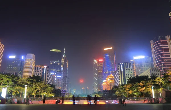 Downtown night cityscape in Guangzhou China — Stock Photo, Image